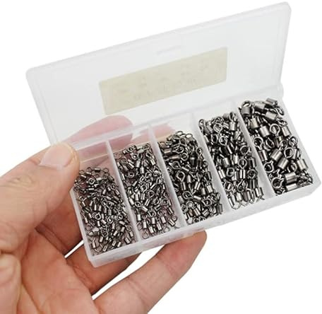 Set med fiskebläckspröt med massiva ringar, robust, fiskekroksanslutning, öring karpfiske, 250 stycken/låda, virvelsortiment fisketillbehör, storlek 2 4 6 8 10