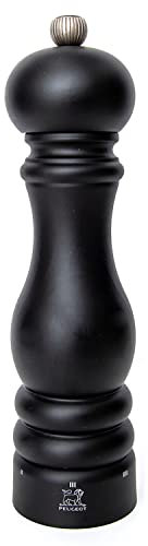 Peugeot Paris u'Select - Molinillo de pimienta, negro mate, 9 pulgadas, molinillo de pimienta manual, ajustable