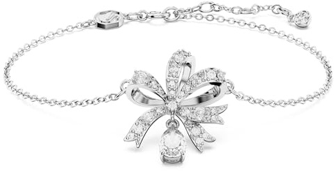 Swarovski Volta Halskette, Schleife, klein, weiß, rhodiniert