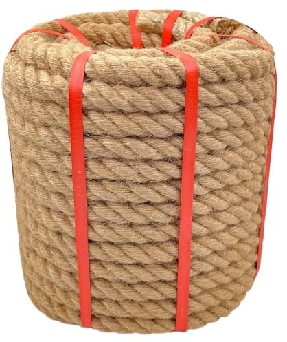 Glfcai 1 Inch x 100 Ft Hemp Rope, 900 Lbs Working Strength, 4 Strand Twisted Cord for Tug of War, Porch Swings, Landscaping & Decor