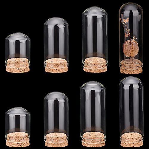PH PandaHall 8pcs Cloche Bell Jar 4 Sizes Glass Display Dome with Cork Base Mini Glass Bottles Dome Decorative Jars Display Case for Flower Storage Home Christmas Party Favor Decoration 17/30/35/40ml