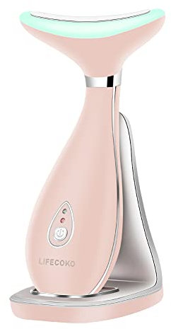 Massaggiatore Elettrico Antirughe per Viso e Collo, Dispositivo Tonificante Ricaricabile USB Portatile (Rosa)