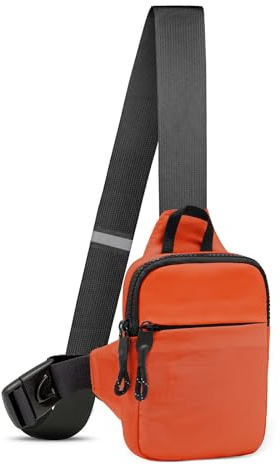 LKEX Mini sac à bandoulière pour homme et femme, sac banane décontracté personnel, sac à dos, sac de poitrine pour téléphone (orange)