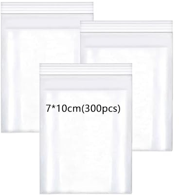 huruirui 300 Pièces Sachets Plastique Transparent Réutilisables 7x10cm, Polyéthylène de Haute Qualité, Fermeture à Glissière, Imperméables, Idéal pour Stockage Alimentaire et Petits Objets