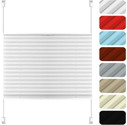Store Plissé Fenêtre 65 x 120 cm sur Mesure pour Toutes Les fenêtres intérieures, Thermique Volet Roulant Ouverture à Double Sens pour fenêtre, Stores, fenêtres, Blanc