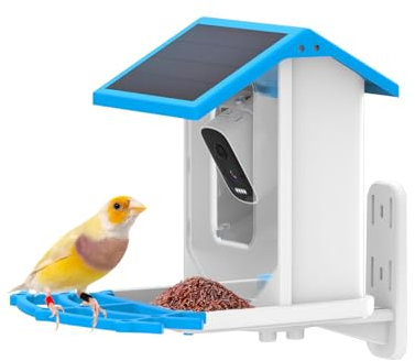 Galatée Intelligentes Vogelhäuschen Mit Kamera, Automatische Aufnahme Von Birdvideos Und Sofort -App -Benachrichtigungen, Vogelbox -Feeder, Vogelliebhaber(Blau)