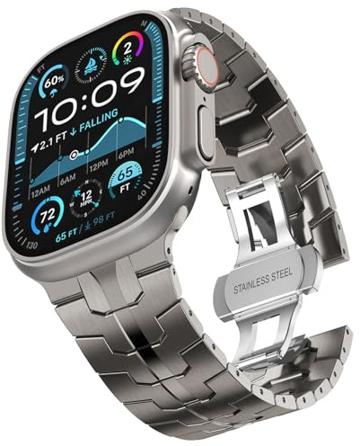 CHANCHY Ersatzarmband für Apple Watch Armband 49mm 46mm 45mm 44mm 42mm(Series 3 2 1),Titanmetall Gliederarmband für iWatch Ultra 3/Ultra 2 1/SE 3 2 1/Series 11 10 9 8 7 6 5 4 3 2 1