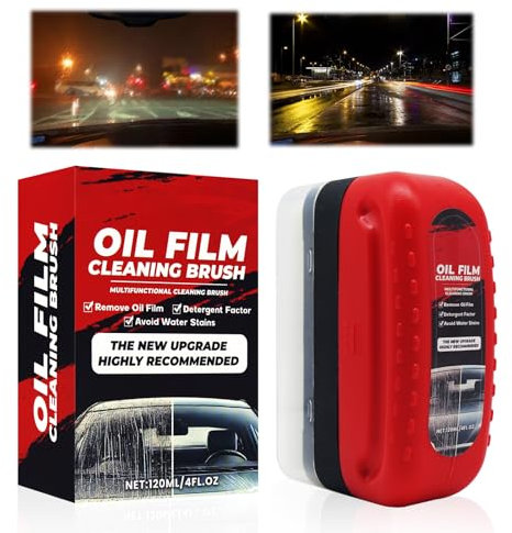 KUIRUNRX® Detergente per Pulizia Vetri Auto, Automotive Oil Film Cleaning Brush, Detergente per Parabrezza e Rimozione Della Pellicola D'olio per Pulizia Profonda Lucidatura (120ml)