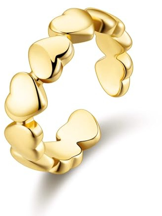 Philip Jones 18k Gold Plated Adjustable Heart Band Ring