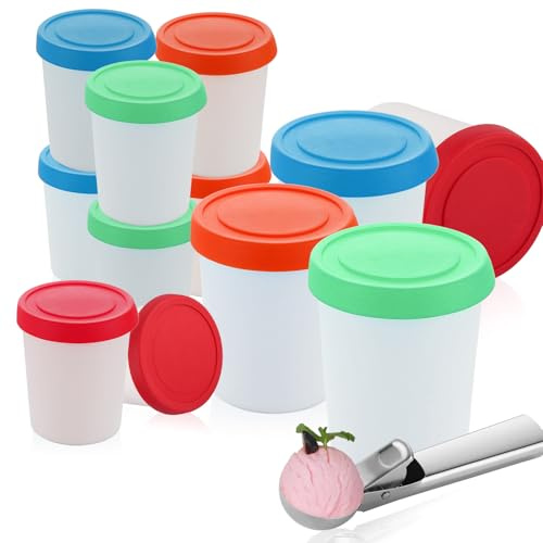 RAMFIYN 12 pack Homemade Ice Cream Containers with Lids and Scoop Reusable Ice Cream Containers, Quart Ice Cream Containers Ice Cream Freezer