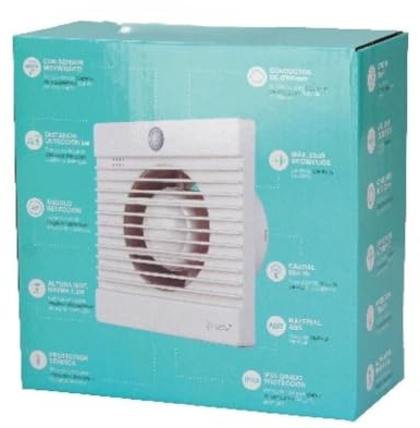 Extractor de aire con sensor de movimiento, diámetro 100mm, 15W, ideal para baños y cocinas para mejorar la ventilación y eliminar humedad.
