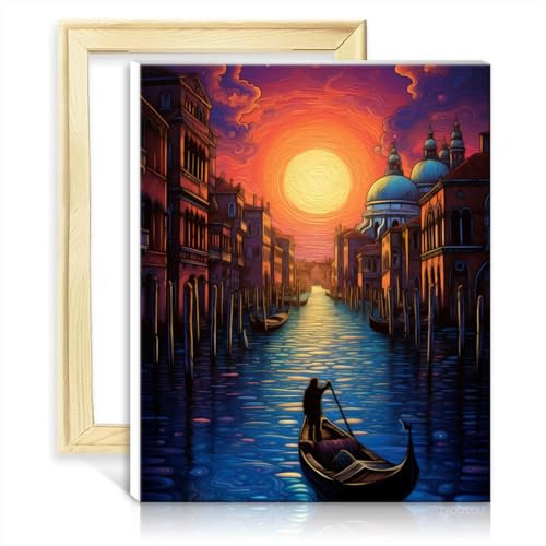 LiHEQING Malen-nach-Zahlen-Sets, Venedig, Italien, für Kinder und Erwachsene, Malen-nach-Zahlen-Sets, Wandkunst, Ölgemälde-nach-Zahlen-Sets, ohne Rahmen (40 x 50 cm)