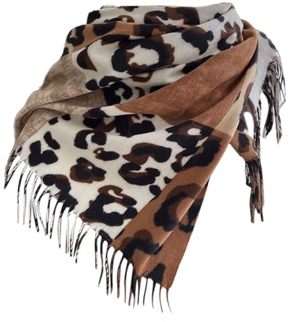 NNGOTD Schal Damen Leopard, weiche flauschige Deckenschal mit Leo Muster, dreieckstuch Winter Halstuch für Frauen Mädchen, Lang Kuschelig Damenschal