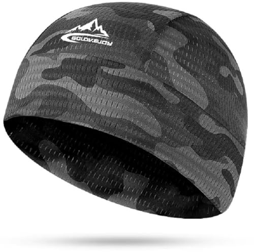 RALSPEC Moisture Wicking Cycling Skull Cap Womens Mens Running Hat Under Helmet Liner Lightweight Beanie (UK, Alpha, S, L, Black Camouflage)