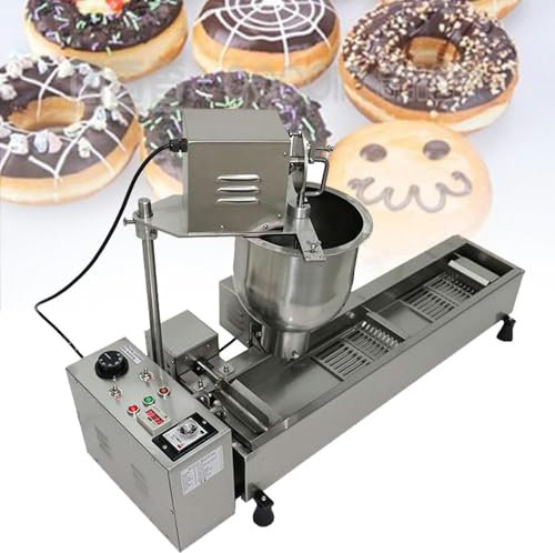 MIAOMI Commercial automatic donut making machine, single row auto doughnut maker, 7l hopper donut maker with 3 sizes molds, doughnut fryer(110v)