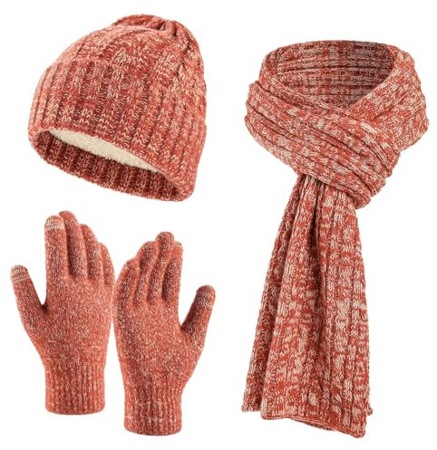 Qixiu mütze mit schal Damen,gestrickte schal mit ärmeln Strick,schal mit ärmel,schal und mütze Damen Set,weihnachtsschal Damen,winterset Damen 3 teilig,schal beige Damen Winter,North face schal