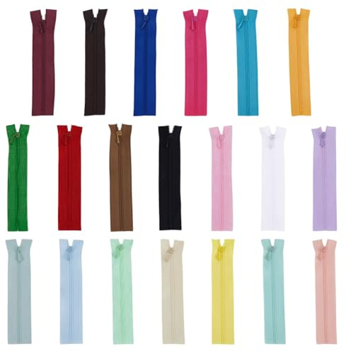 FINGERINSPIRE 20 Stück Winzige Reißverschlüsse Zum Nähen von Puppenkleidung 12cm Lang 20 Farben Nylon Reißverschluss Mit Reißverschlussschieber Aus Legierung Bunte Mini Reißverschlüsse Für Kleidung