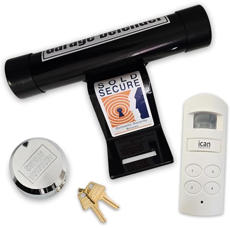 iCan Products MA20 Motion Sensor Alarm & Garage Defender Master Bundle, 130dB Wireless Security Alarm with Flashing Lights and Heavy-Duty Garage Padlock, Complete Security Solution for Garages