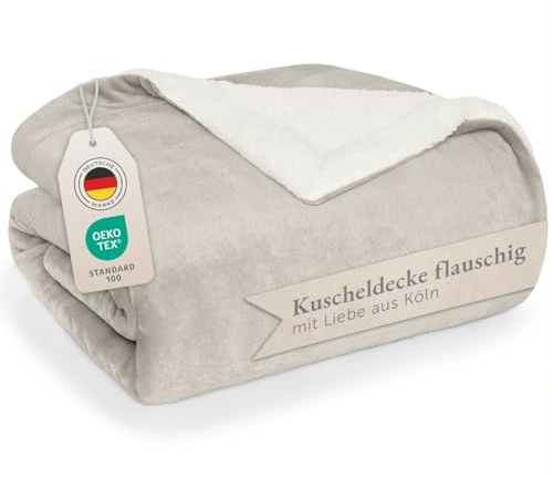 Blumtal coperto Matrimoniale Sherpa - Plaid Divano Super Morbida - Coperta Plaid di Alta Qualità Certificata OKEO-Tex - 220 x 240 cm - Almond Milk