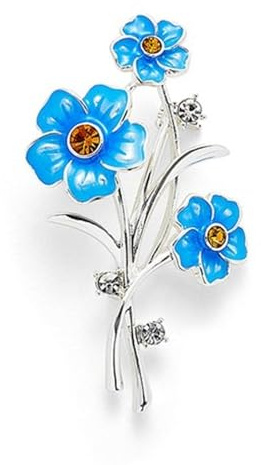 Equilibrium Forget Me Not Silver Plated Posy Brooch l 354497