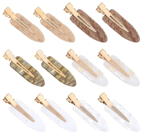 simarro 12 Stück Nahtlose Haarspangen Damen, Modische Flache Haarspangen Bunte No Crease Haar Pin Curl Clips Acrylharz Keine Biegung Haarclips für Haarstyling Make Up