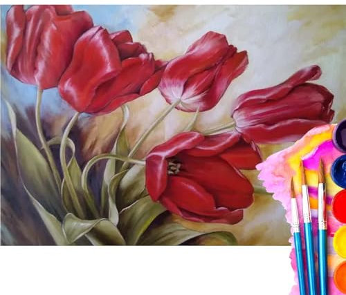 Malen Nach Zahlen Erwachsene Blume,Anlage Malen Nach Zahlen DIY set Handgemalt Ölgemälde,Mit Pinseln und Acrylfarbe,Bastelset Erwachsene Frauen für Geschenke und Home Wand Dekoration (60x90cm) N62