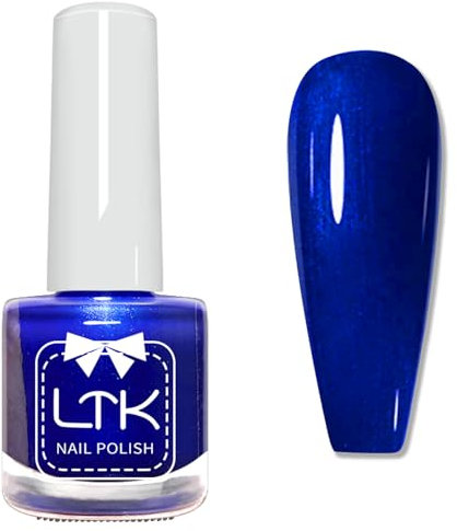 Blue Pearl Nail Polish - Navy Blue Nail Polish - 60 Seconds nail Varnish Quick Dry - Shimmer Pearlescent Nail polish Dark Blue - Breathable nail Polish Non Chip Long Lasting No Bake UV