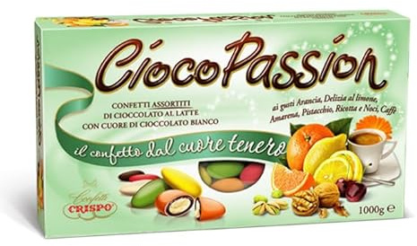 Crispo CiocoPassion Confetti COLORATI al Cioccolato a Latte e Bianco, Colori e Gusti Assortiti: Arancio e Cioccolato, Delizia al Limone, Amarena, Pistacchio, Ricotta e Noci, Caffè, Senza Glutine 1kg