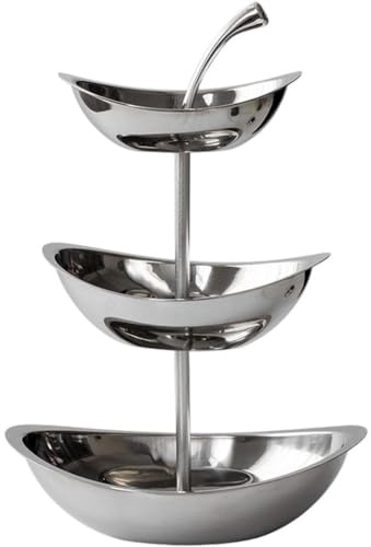 HiyyFloy Cesta De Fruta De 3 Niveles para Cocina, Soporte para Frutero, Cestas De Almacenamiento De Frutas De Acero Inoxidable, Soporte para Mostradores, Encimeras De Cocina, Mesas De Comedor