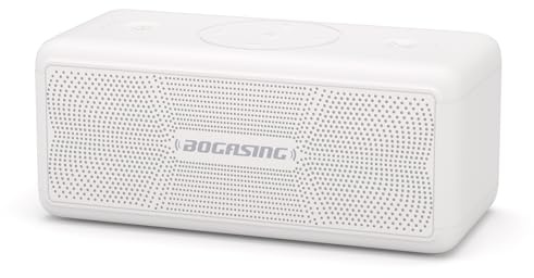 BOGASING Bluetooth Speakers, M5 Portable Wireless Speaker with 40W Loud Stereo Sound & Punchy Bass, 30H Playtime, IPX7 Waterproof, Bluetooth 5.3, EQ, TWS, TF-Card, AUX, USB, for Outdoor Home (White)