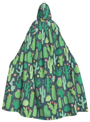 DDSFvbv Süßer Kaktus, nahtlose Illustration, Unisex, Halloween, Kapuzenumhang, Cosplay-Kostüm, Umhang für Party, Verkleidung, Uniform, Robe, volle Länge
