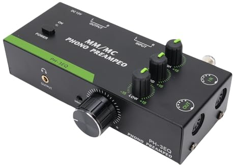 MENDUNER Phono Preamp for Turntable, 5 Pin XLR Input and Output, 3-Level Adjustable Gain, Bass and Treble Control, Home Audio for MM & MC, Phonograph Record Player. (UK Plug)