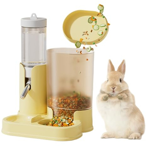 Quorvex Hamster Water Dispenser - Small Animal Water Bottle with Food Container Base,Leakproof Detachable Cage Accessories for Pet Dwarf Gerbils Hedgehog Small Animals