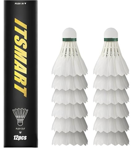 VEGOATY 12 stycken badmintonbollar: Fjäderbollsbollar för inomhus och utomhus, naturliga fjäderbollar badminton fjäderbollar med stor stabilitet och hållbarhet för professionella spelare