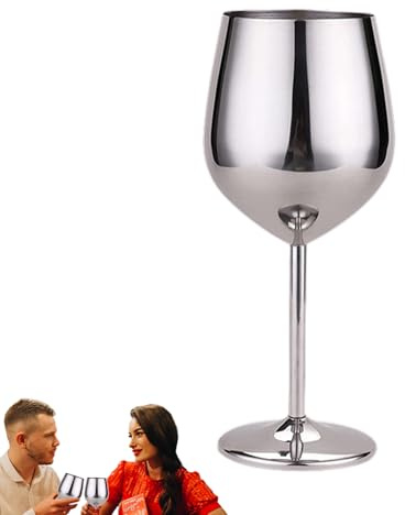 Generico Copas de vino de acero inoxidable con tallo, copas de vino de acero inoxidable con tallo, para restaurantes, bares, y hoteles