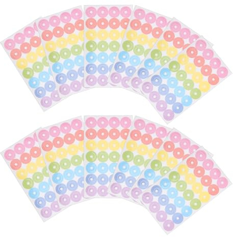 DINHEAROM Rinforzi per Fori di Carta Adesivi Autoadesivi Colorati Etichette di Rinforzo per Perforazione Confezione da 20 Fogli per Documenti Raccoglitori e Artigianato