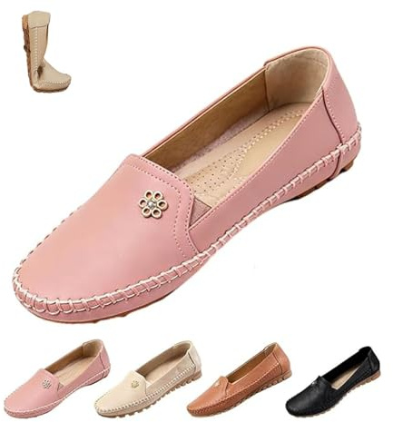 Mocassins orthopédiques en cuir pour femme, confortables à enfiler sur les orteils ronds, chaussures décontractées pour la marche et le travail