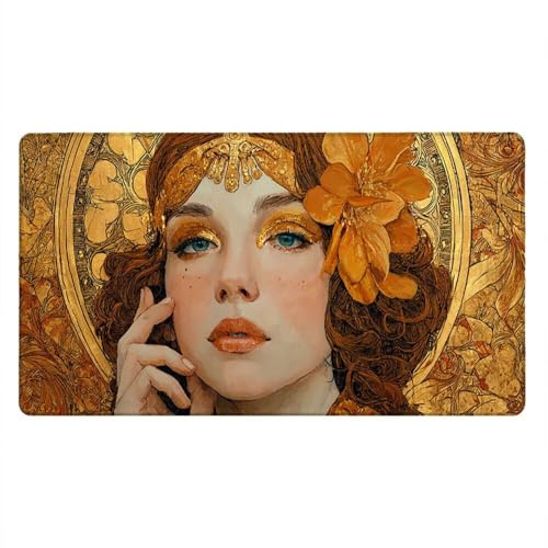 Tappetino Mouse Gaming XXL, 900x400x3mm Grande Tappetino Scrivania Cuciti Base in Gomma, Mouse Pad Impermeabile Antiscivolo, PC Desktop Ufficio, Migliora Precisione Velocità (Donna Fiori) xR7-641