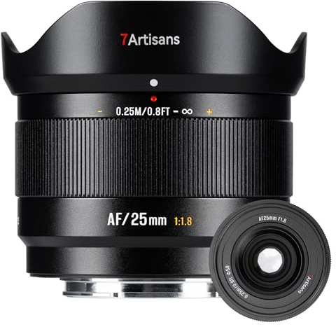 7artisans AF 25mm f1.8 APS-C Prime Lens for Fuji X Mount LITE Series 183g Auto Manual Focus STM Camera Lens,Face/Eye Recognition for Humanistic/Portraiture/Street Photography (for Fuji X Mount)
