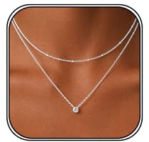 Meteorstarry Kette Silber 925/14K Damen,2 Stück Layerd Mehrreihige Silberkette 925/14K mit Cubic Zirkonia Anhänger,Wasserfester Halskette Boho Modeschmuck Geschenk für Frauen Mädchen 38/45 CM