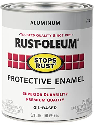 Rust-Oleum 7715502 Stops Rust Brush On Paint, Quart, Metallic Aluminum (Pack of 1)