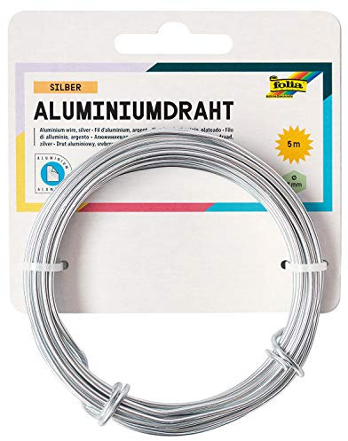folia 79660 - Aluminiumdraht, Basteldraht in silber, 2 mm x 5 m, besonders leicht formbar, für Bastelarbeiten und zur Dekoration