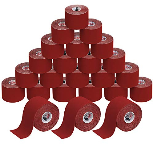 ALPIDEX Kinesiologie Tape Rot 24 Rollen 5 m x 5 cm Physio Sport Set | Physiotape, Muskeltape, elastisch, wasserfest, latexfrei, Baumwolle, Knie, Rücken, Nacken, Schulter, Handgelenk, Ellenbogen