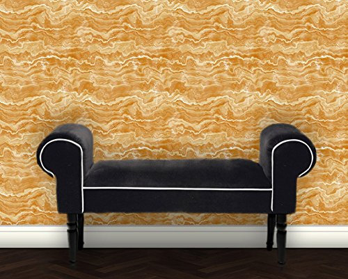 Moderne GMM Foto Tapete Streifen Marmor - orange - um Wände halb hoch zu tapezieren H: 1,5m B: 46.5cm