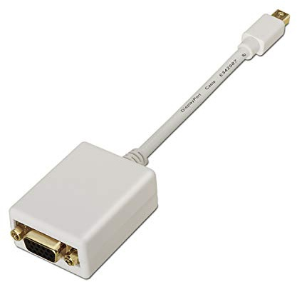 AISENS A125-0136 – kabelsnitt/adapter (mini DisplayPort, VGA, hane/hona kontakt, 0,15 m, vit)