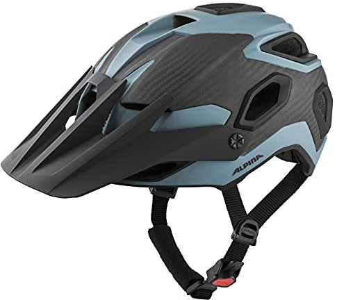 Alpina ROOTAGE - Extrem Robuster, Carbonfaser-Verstärkter Enduro & Trail Fahrradhelm Mit Kühlenden Polstern Für Erwachsene, Dirt-Blue matt, 52-57 cm