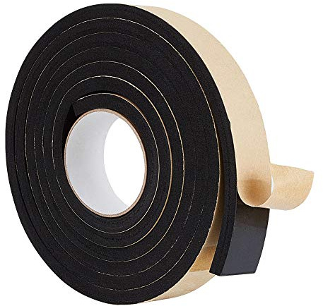 BENECREAT 3m selbstklebender Schaumstoffstreifen 35mmx3mm Schwarz Einseitiges Dichtungsband aus wetterfestem Schaumstoff für Fenstertürisolierung (3m/Rolle)