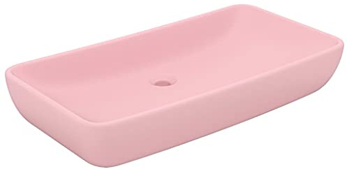 vidaXL Luxus Waschbecken Rechteckig Waschtisch Aufsatzwaschbecken Waschplatz Handwaschbecken Aufsatzwaschtisch Matt Rosa 71x38cm Keramik