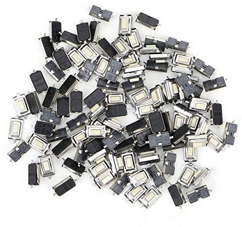 Interruptor de botón táctil momentáneo de 100 piezas DC12V plástico de ingeniería de alta sensibilidad respuesta rápida SMD 3 x 6 x 2,5 mm