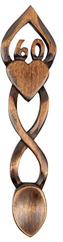60th Birthday or Anniversary Love Spoon - Free Engraving of Names & Date on Welsh Love Spoons